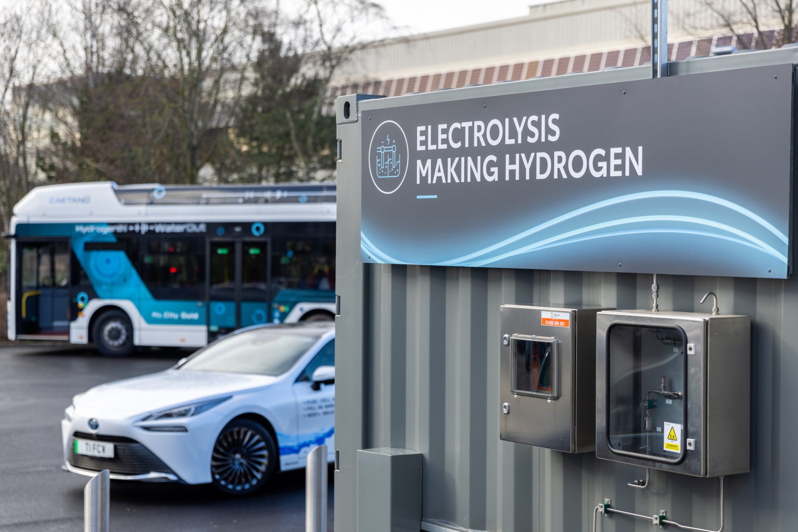 Photo of an electrolysis unit making hydrogen